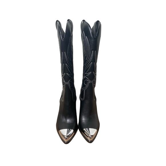 Katy Perry Shoes - NWOB Katy Perry Black Classic Cowboy Boot with Silver Toe Sz 6